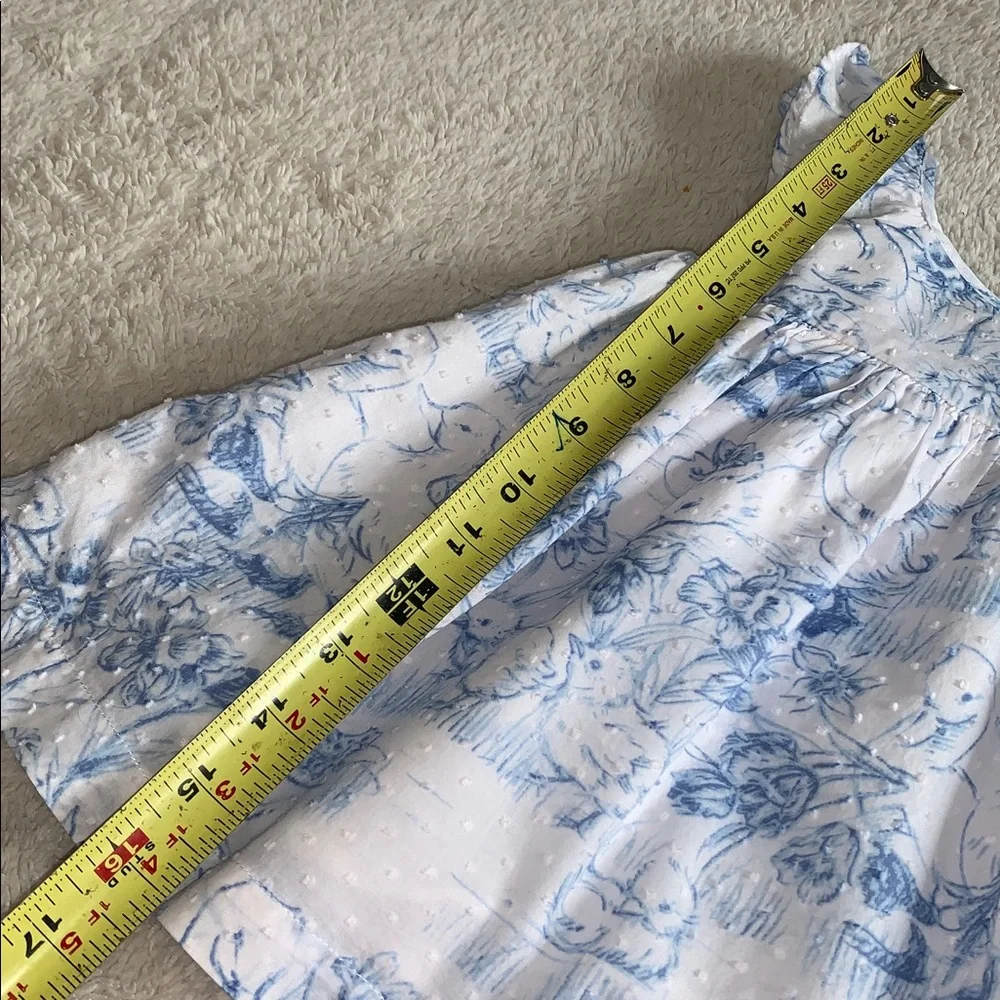 GAP Blue & White Wrap Dress 6-12M Ducks and Floral Print